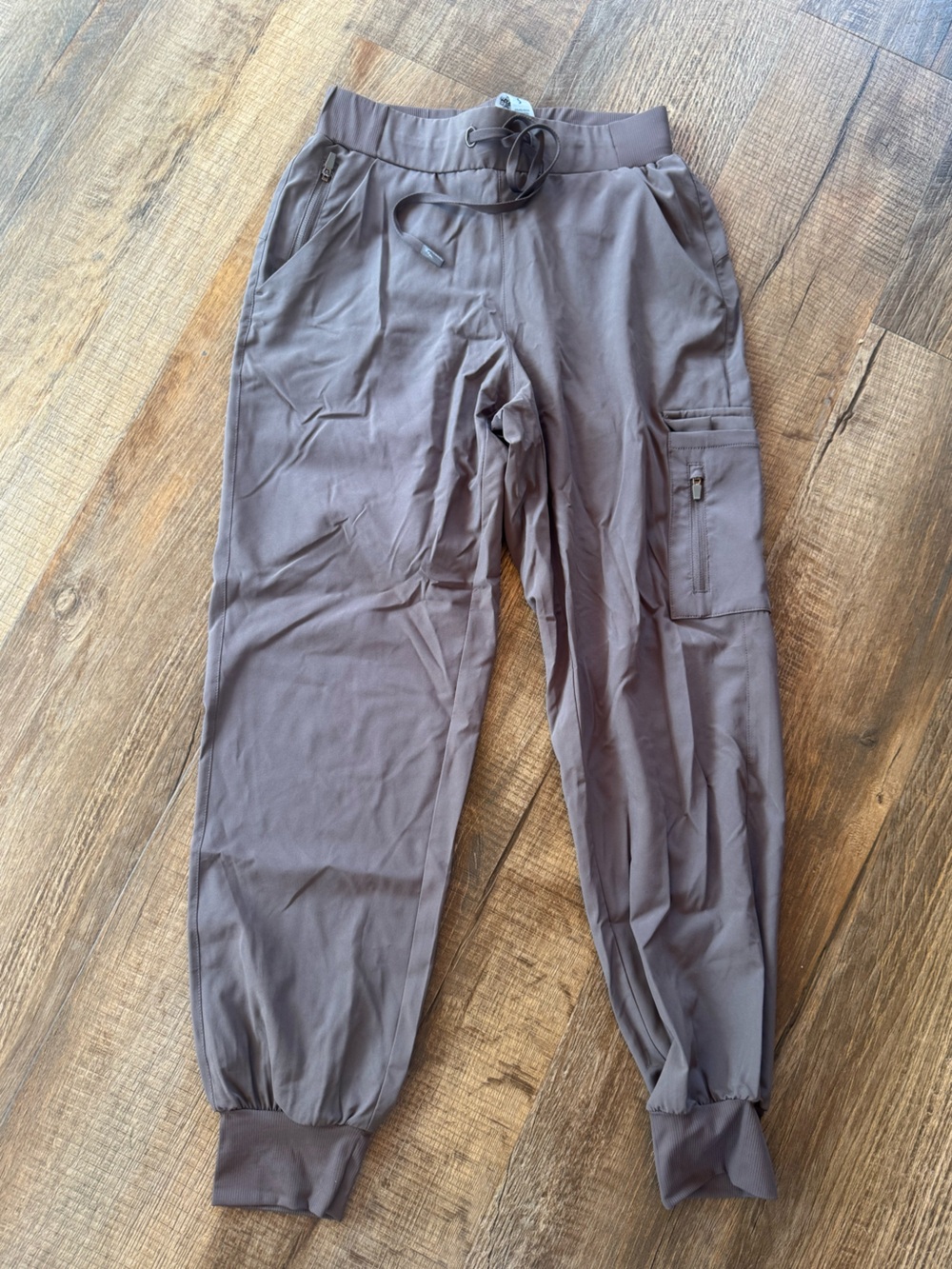 Mono B Drawstring Cargo Joggers in grayish brown